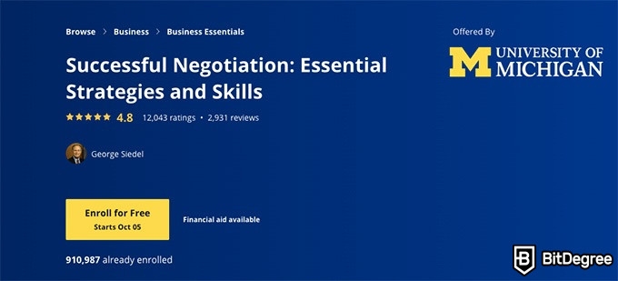 Coursera free courses: successful negotiation